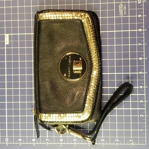 Vintage Elliott Lucca Black Leather Wristlet Wallet Clutch